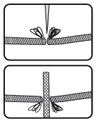 Sew Mate 刺繡勾紗修補針 SN-H61 (97012) 將表面勾紗經由壓花表面將毛線帶到背面.